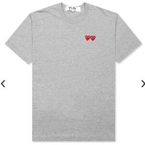 COMME DES GARCONS PLAY double hearts t-shirt gray cotton crew neck size XL